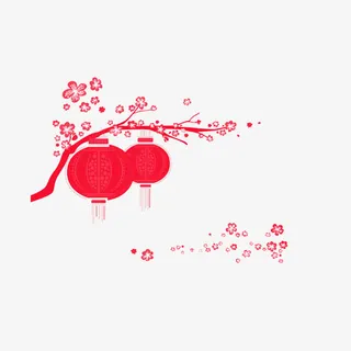 树枝上的灯笼免抠