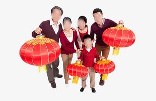 一家人提着灯笼免抠