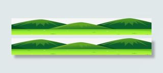 有山有草坪的画免抠