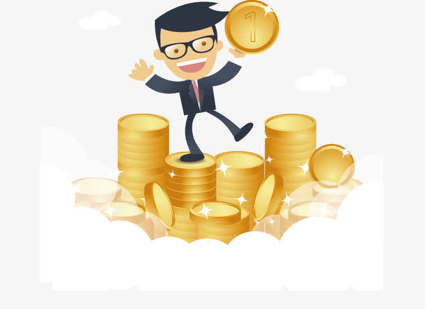 矢量手绘人物金币免抠