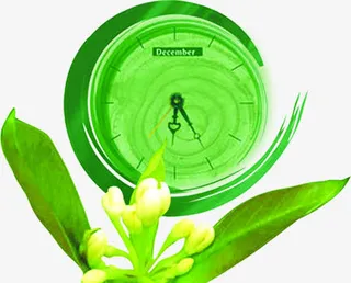 春季花卉挂钟海报免抠