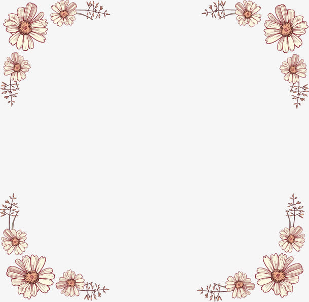 黄色清新花藤框架免抠