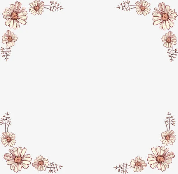 黄色清新花藤框架免抠