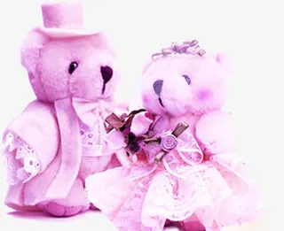 紫色婚礼小熊浪漫七夕情人节免抠