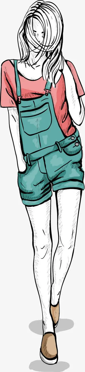 矢量手绘女装模特免抠
