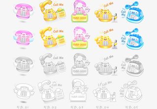 手绘可爱电话图标矢量免抠