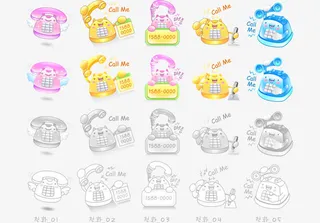 手绘可爱电话图标矢量免抠