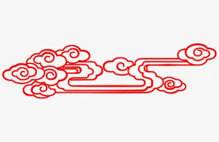 红色的手绘祥云装饰免抠