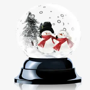 雪人透明玻璃球免抠