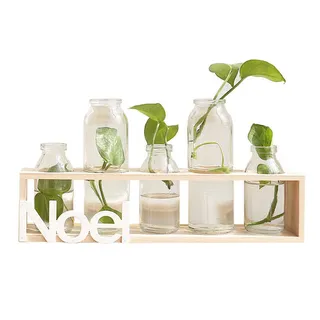 简约透明玻璃台面小花瓶免抠