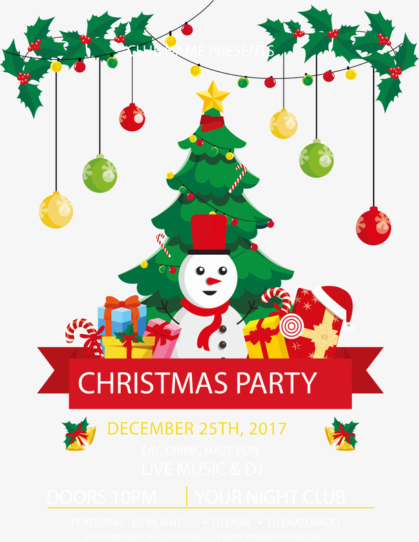 圣诞节美丽圣诞树海报免抠