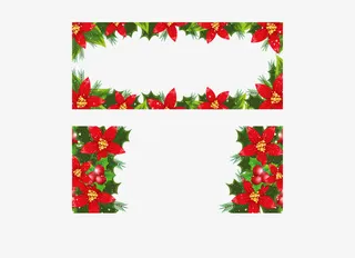 红色花朵节日横幅边框免抠