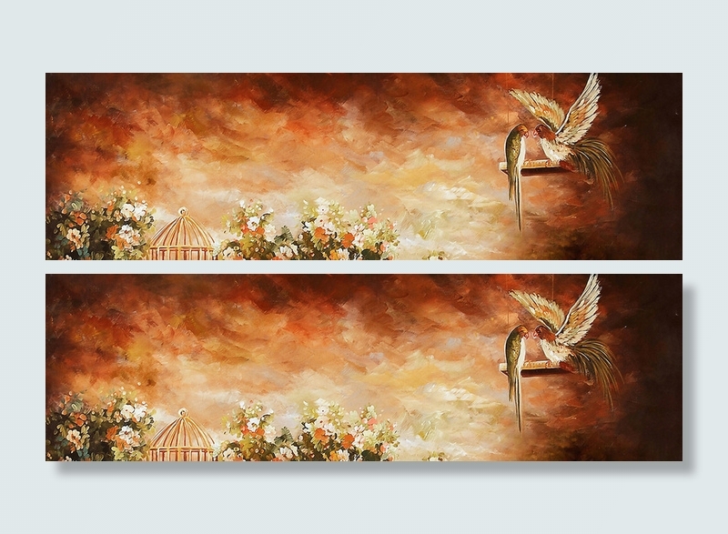 红色卡通鸟笼梦幻背景高清