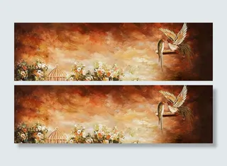 红色卡通鸟笼梦幻背景高清