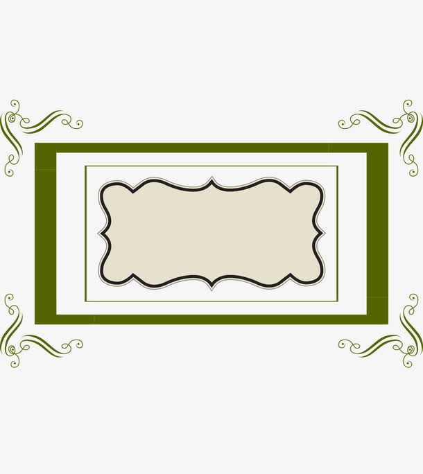 矢量中式花 边框方形免抠