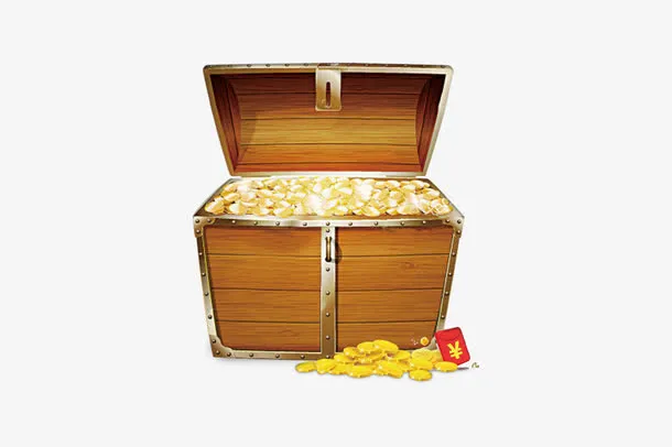 欧式宝箱现金红包免抠