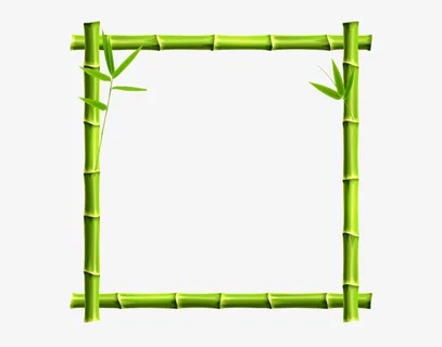 竹竿边框带竹叶绿色边框图免抠