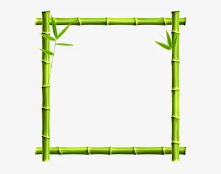 竹竿边框带竹叶绿色边框图免抠
