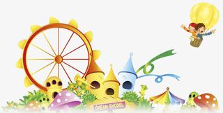 卡通游乐场热气球装饰背景