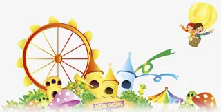 卡通游乐场热气球装饰背景