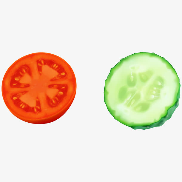 番茄和黄瓜切面效果免抠