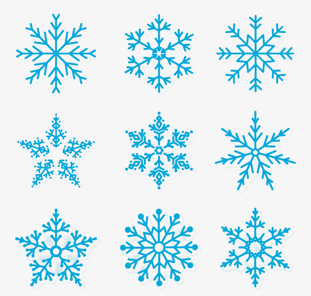 蓝色雪花圣诞装饰免抠