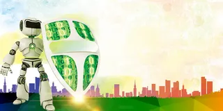 机器人护盾共建网络安全环境宣传背景素材高清