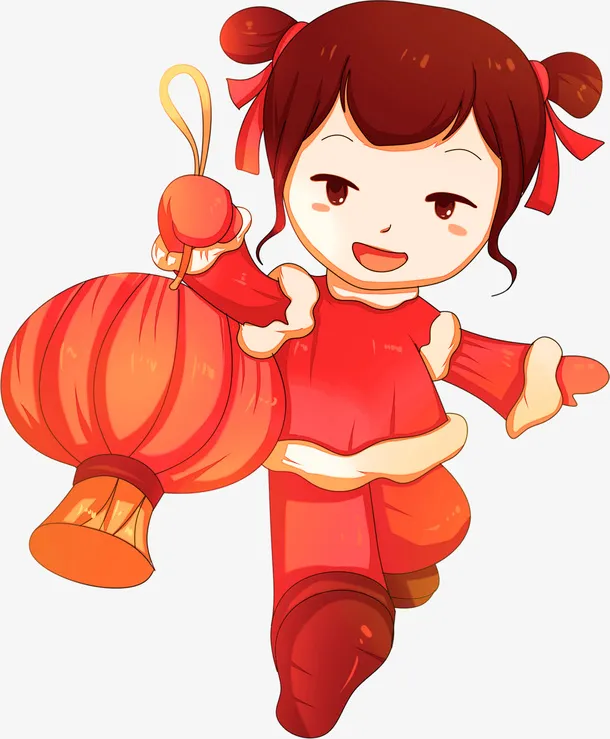 手持灯笼的小女孩免抠