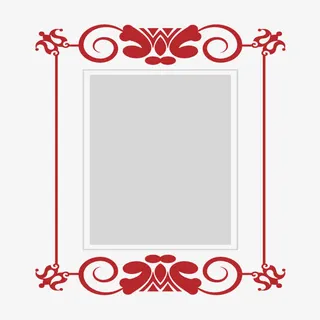 红色花纹边框免抠