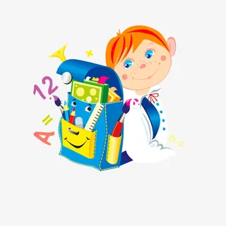 小朋友卡通顾客书包免抠