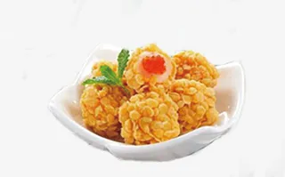 黄金脆皮鱼子酱虾球免抠