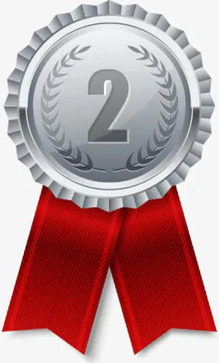 手绘合成效果奖牌第二名银牌免抠