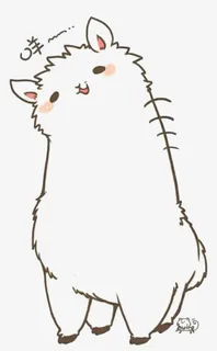白色可爱羊驼免抠