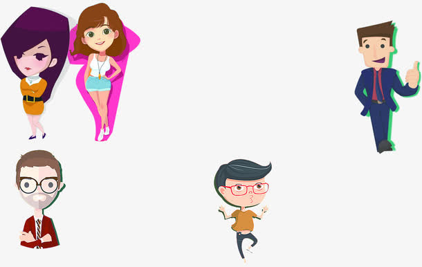 手绘卡通人物招聘宣传单免抠