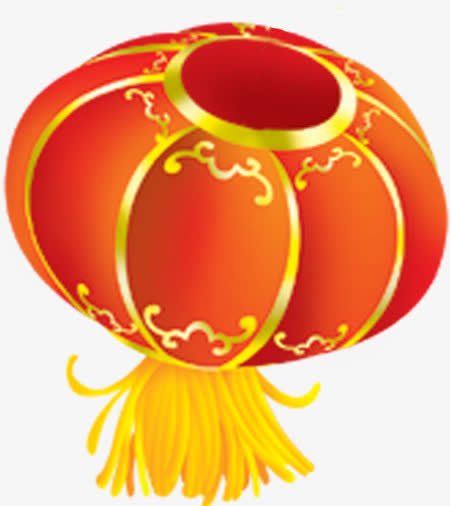 红色渐变花纹春节灯笼免抠