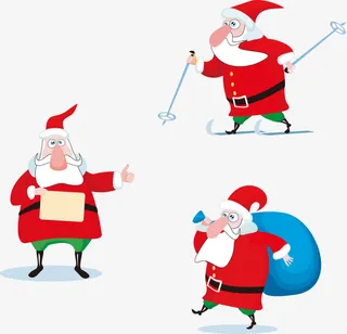 矢量圣诞老人各动作npg元素免抠