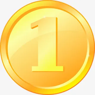 黄色质感形状一元图标免抠