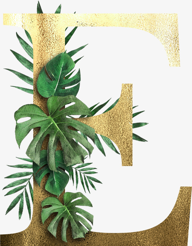 创意植物字母E免抠