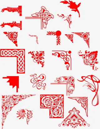 手绘红色中国风边框免抠