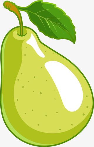 绿色卡通梨子免抠