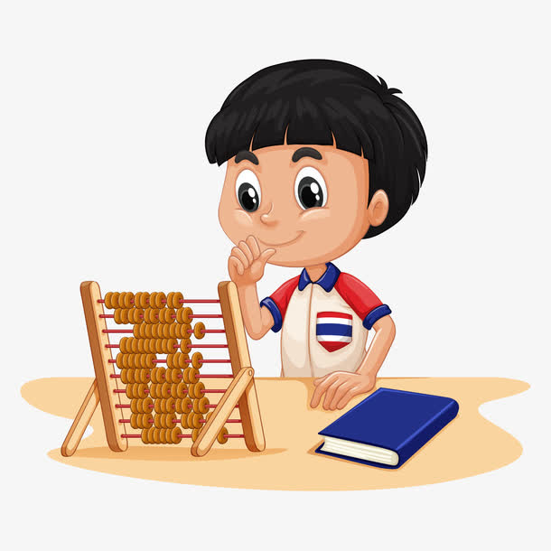 算数学的青春活力男学生免抠