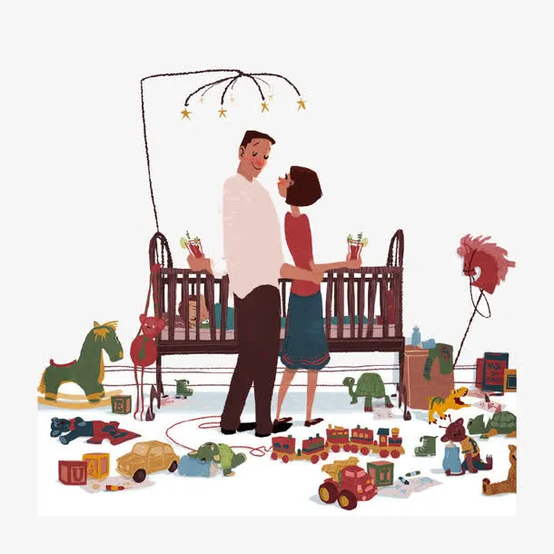 卡通玩具和夫妻免抠