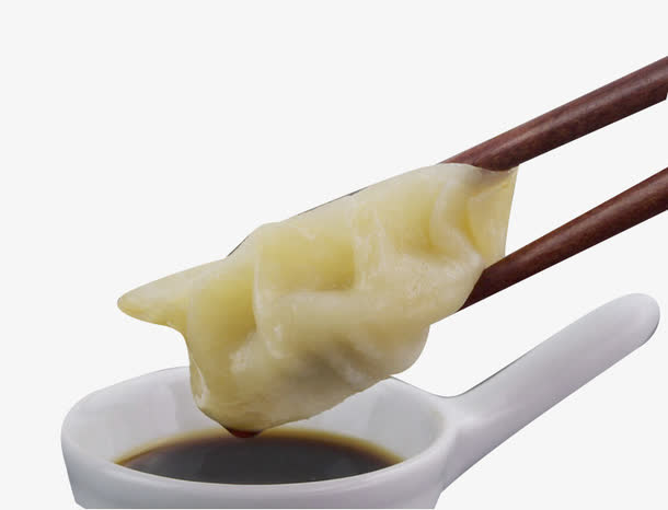 蘸醋的煎饺锅贴素材免抠
