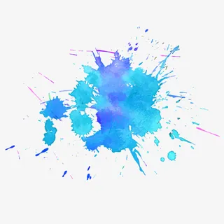 蓝色渐变水墨发撒墨点元素免抠