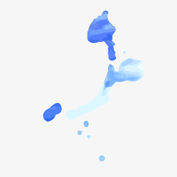 蓝色水彩免抠