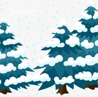 装饰冬天松树雪花免抠