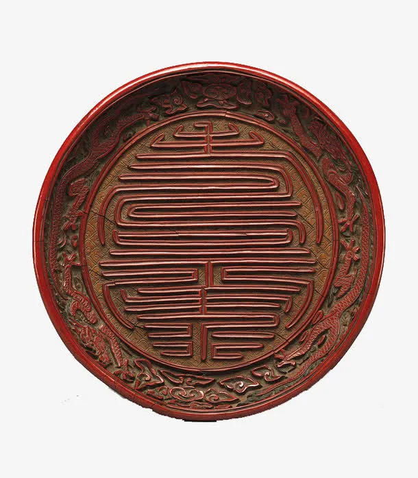 明嘉靖寿字剔红盘免抠