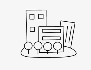 现代楼房简笔画图案免抠