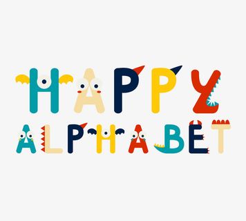 小怪兽可爱英语字母免抠