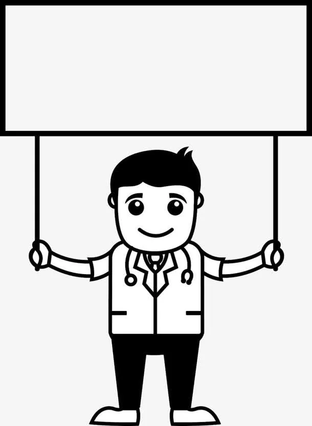 医生手举标牌免抠